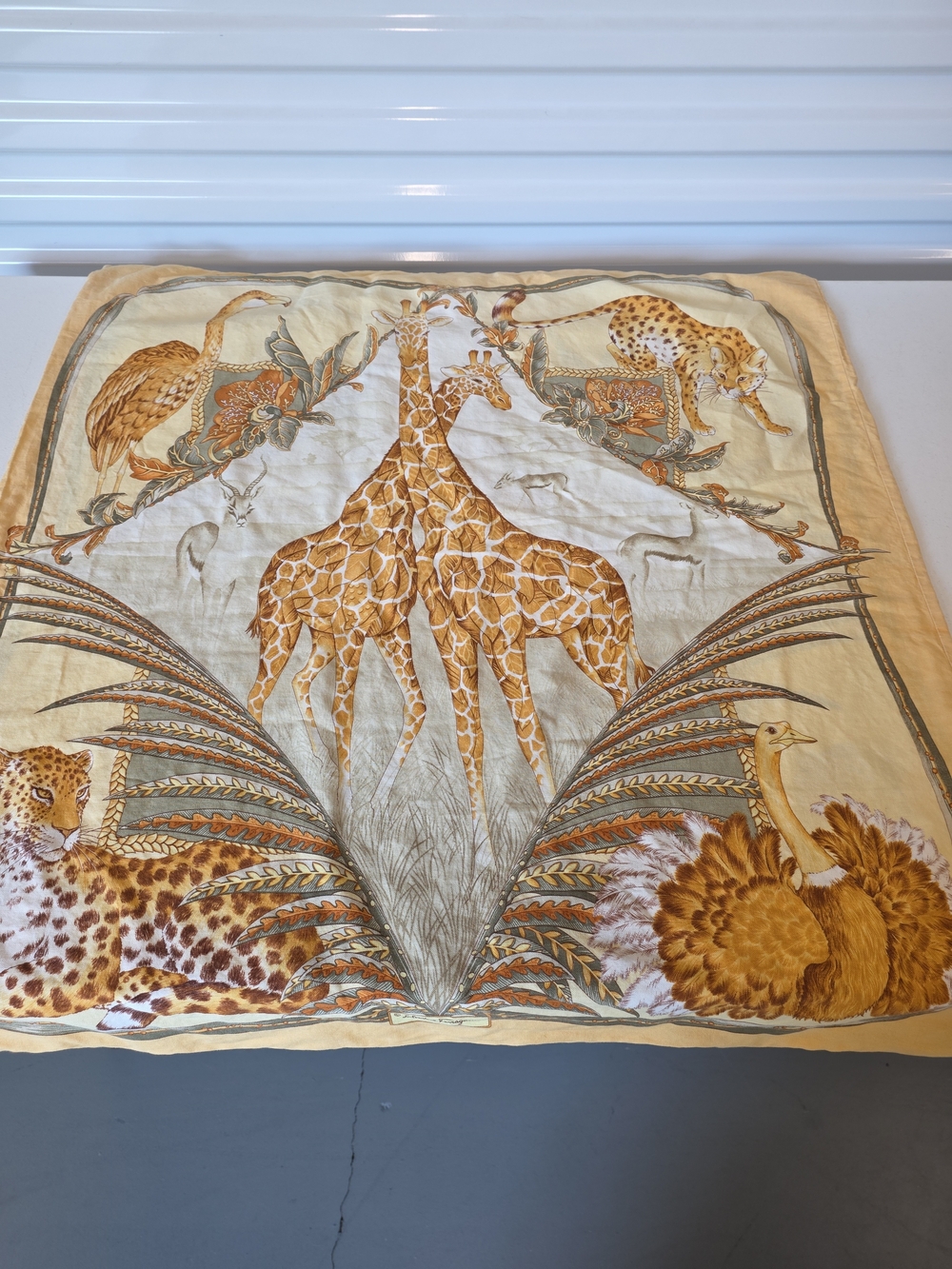 Vintage Salvatore Ferragamo 100% Cotton Golden Safari Large Pillowcase 34x32.5